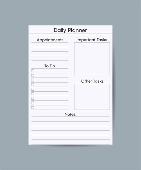 Premium Vector Daily Planner Printable Template Vector Blank White