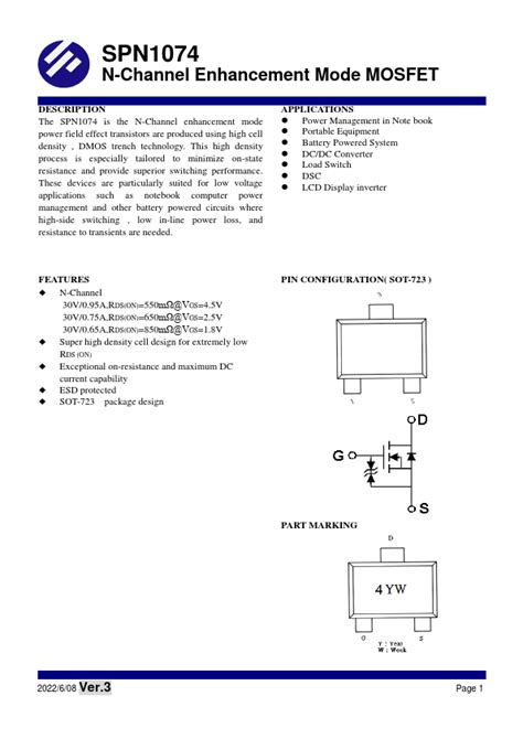 SPN1074 SYNC POWER MOSFET Hoja de datos Ficha técnica Distribuidor