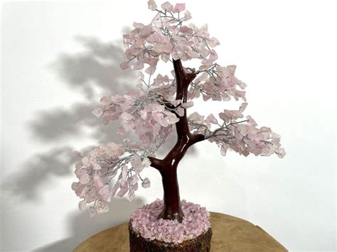 Arbre De Vie En Cristaux Quartz Rose 25 Cm 500 Pierres Esensmana