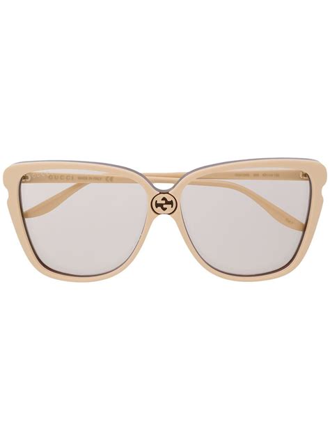 Gucci Gg0709s Butterfly Frame Sunglasses In Neutrals Modesens