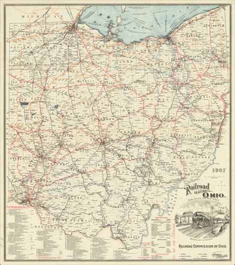 Railroad Map Of Ohio Published By The State 1907 Barry Lawrence