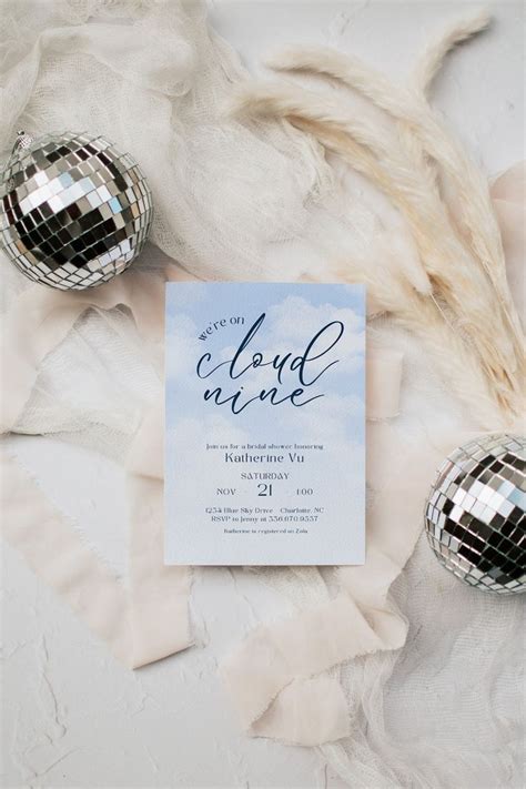 Editable Cloud Nine Bridal Shower Invitation