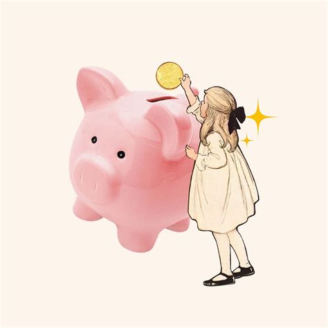 Piggy Bank Finance Vintage Girl Free Photo Illustration Rawpixel