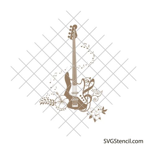 Base Guitar Svg Floral Electric Guitar Svg Layered Svg Svgstencil