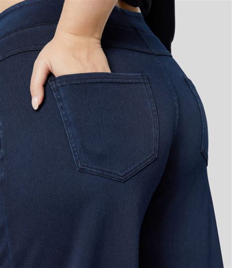 Jeans Halara Flex Denim tiro alto múltiple bolsillo pierna ancha