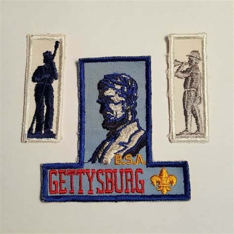 Boy Scout Patch Lot Of 3 Gettysburg Bsa Abe Lincoln Union And Confederate