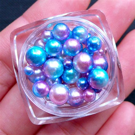 Galaxy Gradient Pearls with No Hole | Round Mermaid Pearl Embellishmen ...