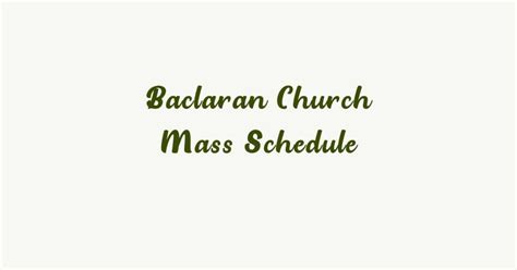 Baclaran Church Mass Schedule