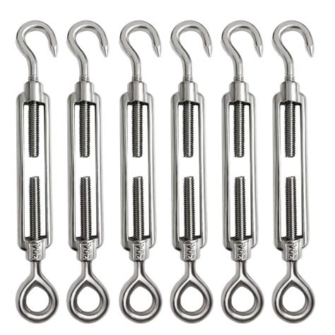 6 Pieces M6 Turnbuckle Tensioner Hook And Eye Wire Rope Tension Heavy