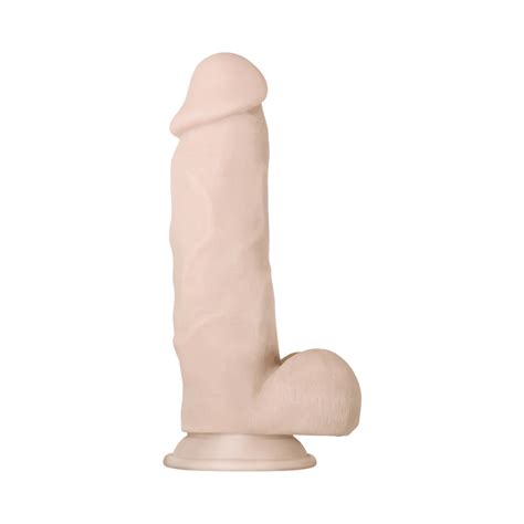 Real Supple Poseable Girthy 8 5in Dildo W Balls Beige Satisfaction