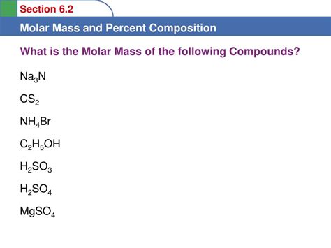 PPT - To understand the definition of molar mass To learn to convert between moles and mass ...