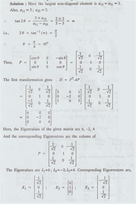 Eigenvalue Of A Matrix By Jacobi Method For Symmetric Matrix Solved