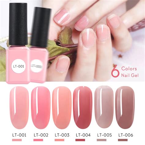 Pcs Nail Gel Lacquer Set Summer Clear Pink Nude Color Diy Uv Gel Polish Soak Off Varnish