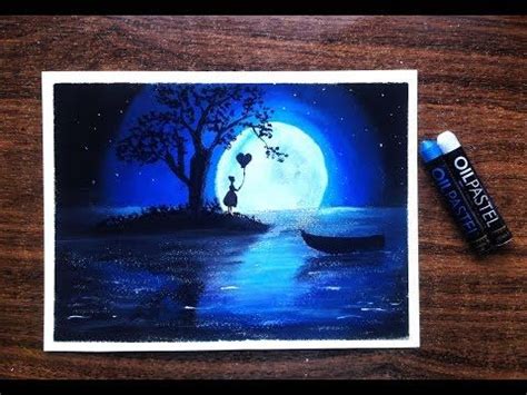 How To Draw Beautiful Moonlight Scenery With Oil Pastel For Beginners