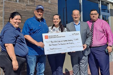 Mcdonald S Good Friday Check Presentation Club Of Comal County