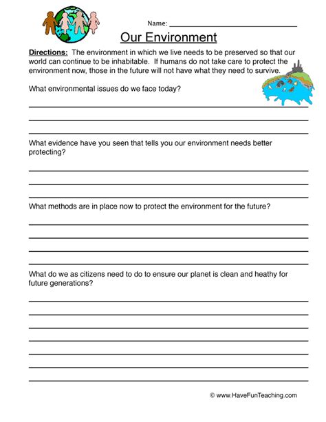 Our Environment Worksheet - Have Fun Teaching