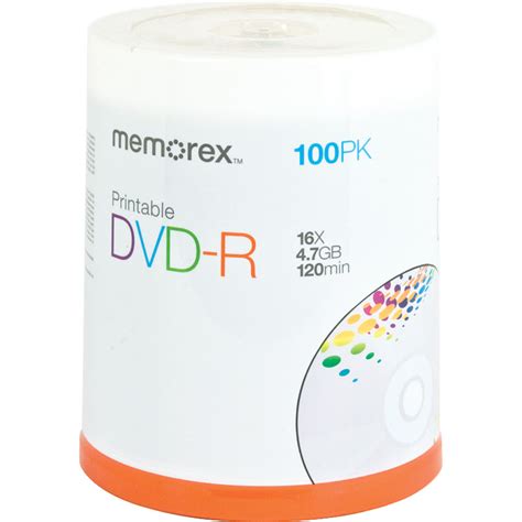 Memorex 4 7GB DVD R 16x Inkjet Printable Discs 05642 B H Photo