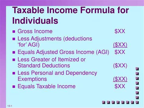 Ppt Taxable Income Formula For Individuals Powerpoint Presentation