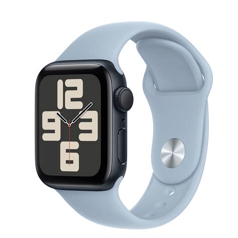 Buy Apple Watch Se Gps 40mm Midnight Aluminum Case With Light Blue Sport Band Sm Apple