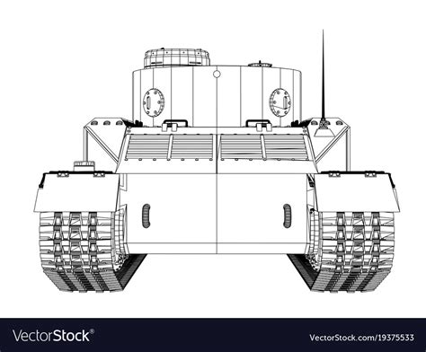 Blueprint of realistic tank Royalty Free Vector Image