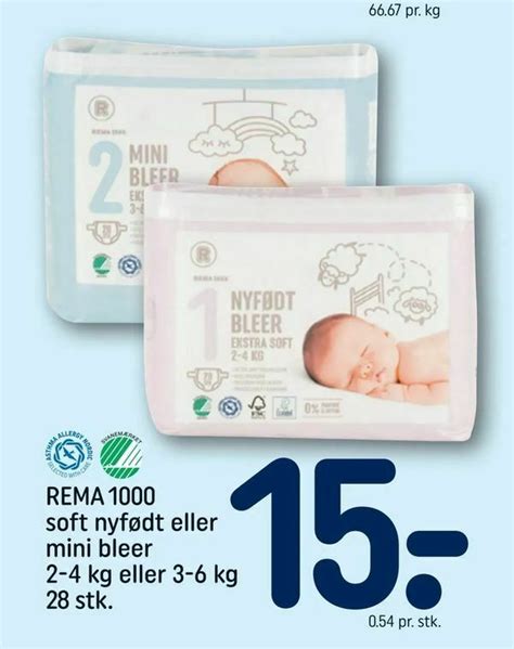 REMA 1000 soft nyfødt eller mini bleer 2 4 kg eller 3 6 kg 28 stk