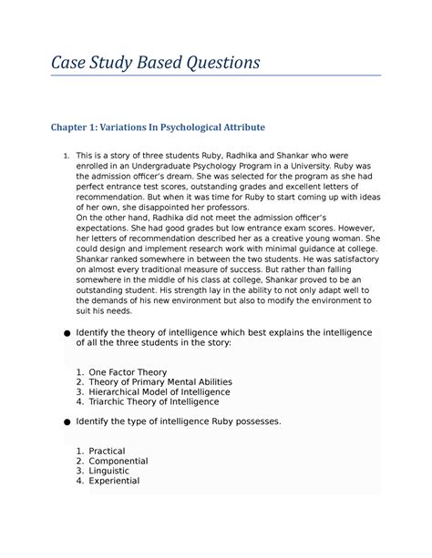 Case Study Based Questions Case Study Based Questions Chapter 1