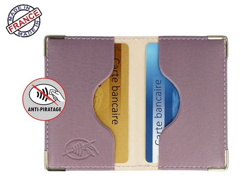 Etui Anti Piratage 2 Cartes Bancaire Violet Mauve