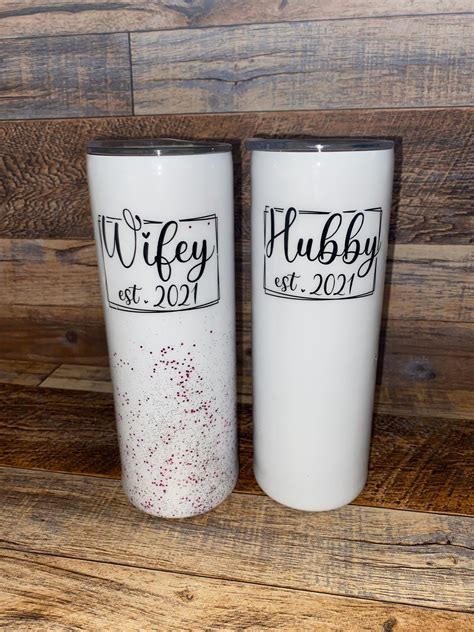 Hubby And Wifey Tumbler Set 20oz Couples Tumblers Husband Etsy