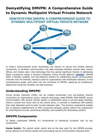 Demystifying Dmvpn A Comprehensive Guide To Dynamic Multipoint Virtual