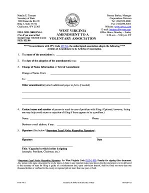 Fillable Online Sos Wv Sos Articles Of Association Wv Form Fax Email