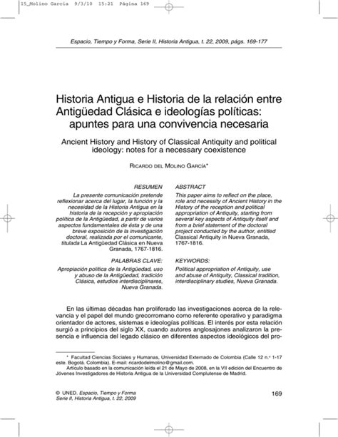 Historia Antigua e Historia de la relación entre