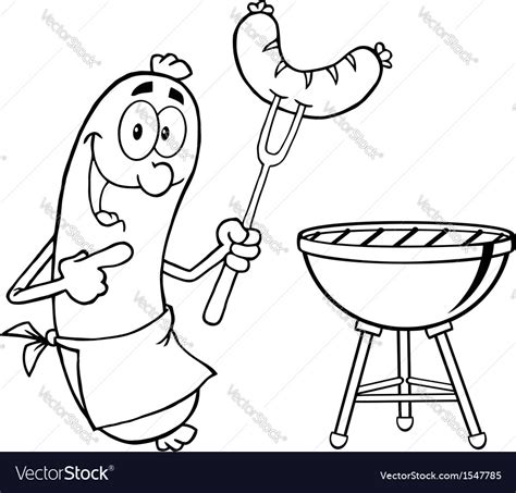 Bbq Cooked Sausage Cartoon Royalty Free Vector Image