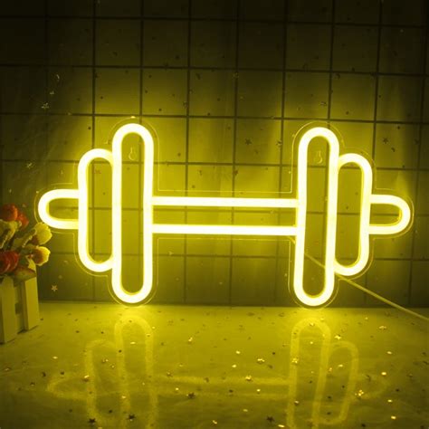 Hello Rosa Barbell Dumbbell Led Neon Light Signs Usb Power For Home Sportsroom Bar Party