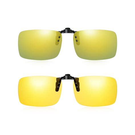 Tinhao 2 Pairs Clip On Sunglasses Flip Up Dayandnight Driving Glasses Uv400 Anti Glare Over