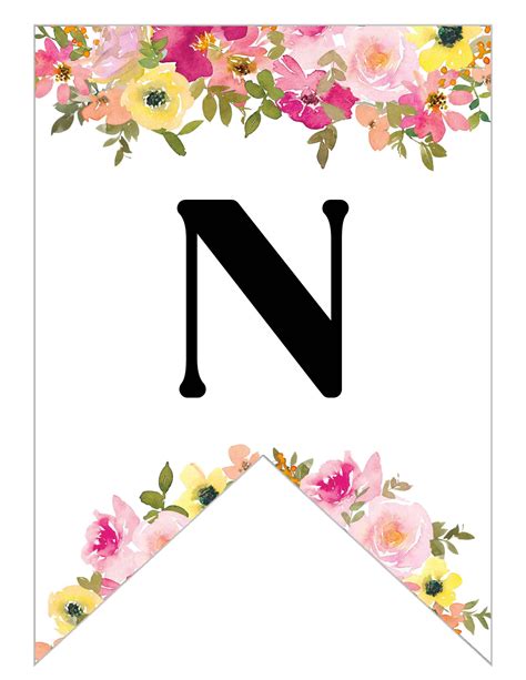 Free Printable Floral Alphabet Banner Letters - Lovely Planner