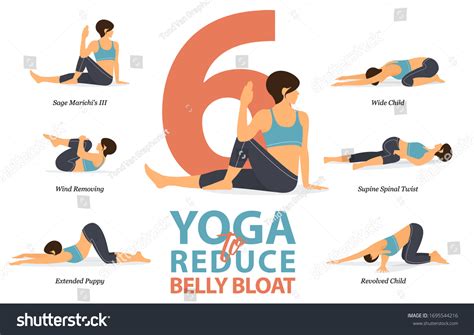 Infographic 6 Yoga Poses Reduce Belly Stock Vector Royalty Free