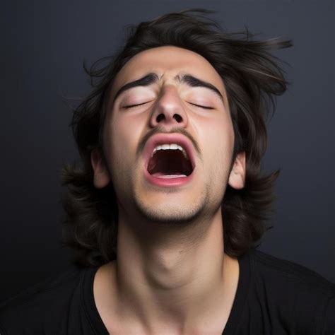 Premium AI Image Tired Yawn And Man In Studio For Fatigue Or Low