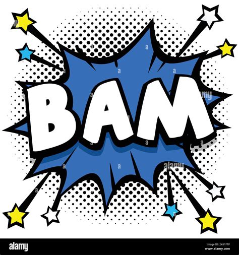 Bam Pop Art Comic Speech Bubbles Book Sound Effects Vector Illustration