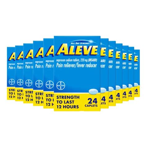 Aleve Naproxen Sodium Pain Reliever Caplets Nsaid 24ct 12 Pack Shelhealth