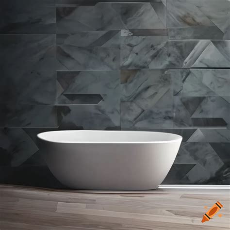 Bathroom With Marble Wall Tiles And Wooden Floor On Craiyon