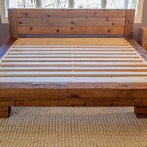 Wood Bed Frame Rustic Reclaimed Salvaged Timber Full Queen Etsy