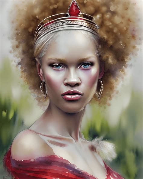 African Albino Woman In Boho Style With Red Crown Creative Fabrica