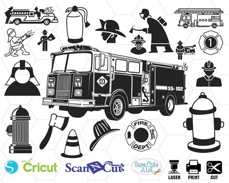 Fire Department Svg Fireman Svg Files Fire Truck Svg Etsy