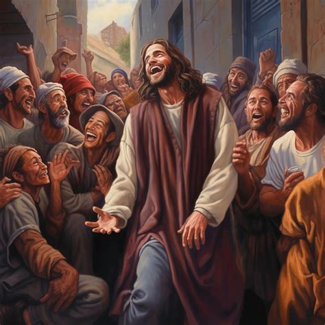 Premium AI Image Jesus Christ Talking To People Oil Painting