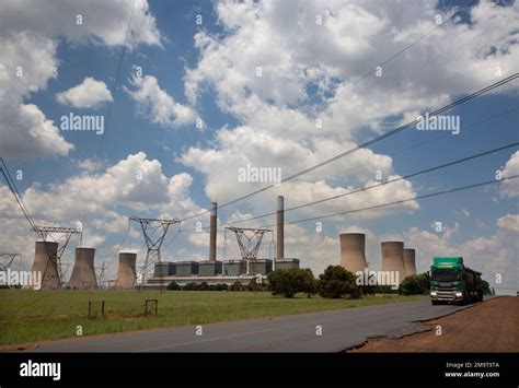 A Coal Truck Right Passes The Coal Powered Duvha Power Station Near