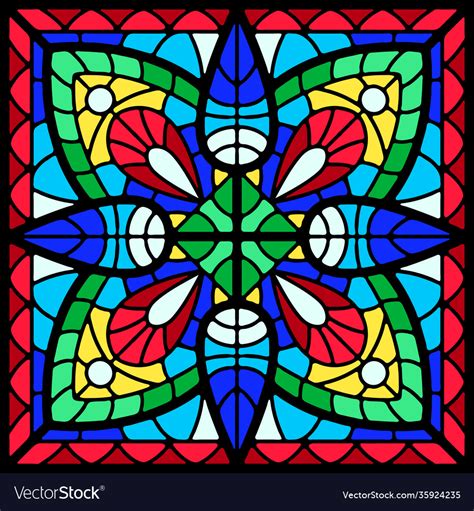 Stained Glass Window With Colored Piece Royalty Free Vector