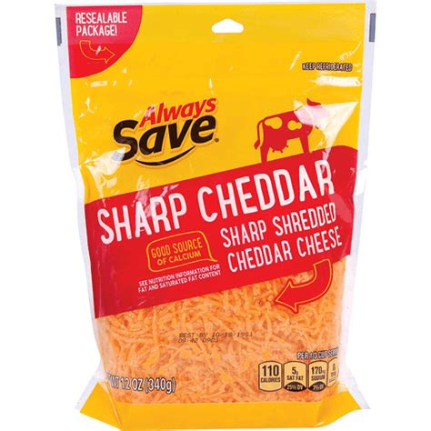 Always Save Sharp Cheddar Shredded Cheese Cheddar Reasor S