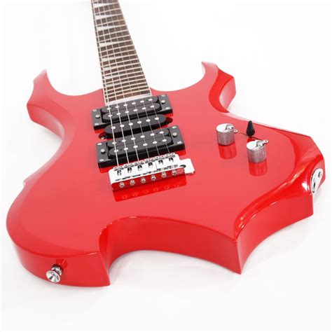 Glarry 36inch Burning Fire Style Electric Guitar White Black Red Sunset