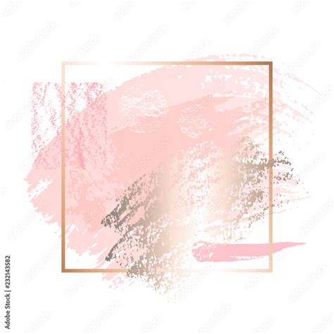 Golden Pink Nude Art Frames Modern Card Design Brush Stroke Lines Points Gold Premium