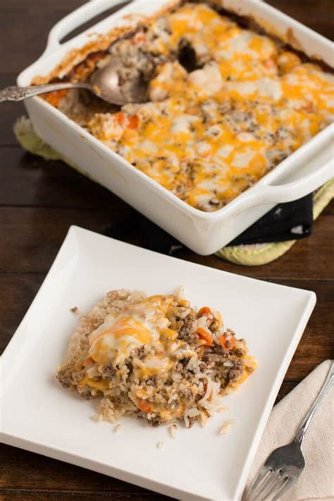 Cheesy Ground Beef And Rice Casserole Oh Sweet Basil